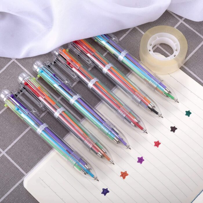 40 Pcs Multicolor Pens 0.5mm Retractable Ballpoint Pens 6 Colors Transparent Barrel Office School Supplies Students 6