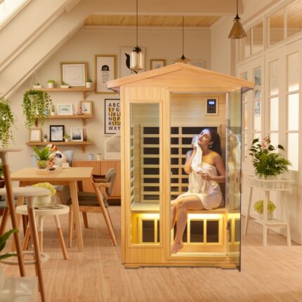 Two Person Outdoor Basswood Far Infrared Sauna Room 2