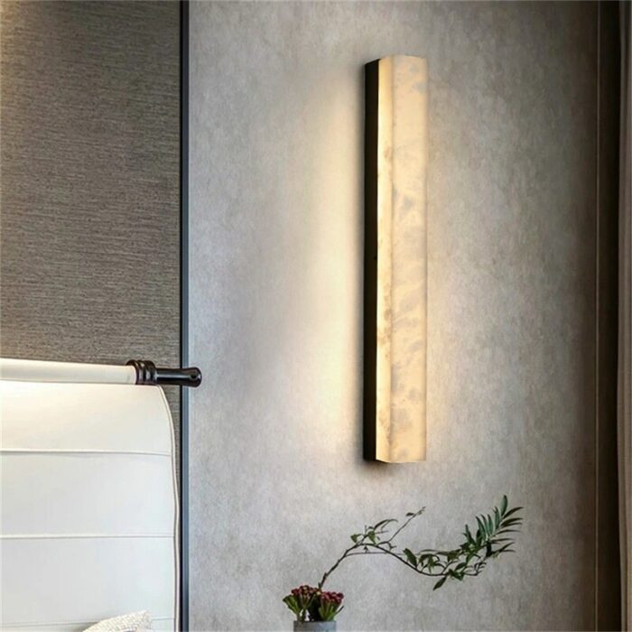 OULALA Brass Modern Indoor Sconce Wall Lamp Bedroom Luxury Marble LED Light Balcony For Home Corridor 3