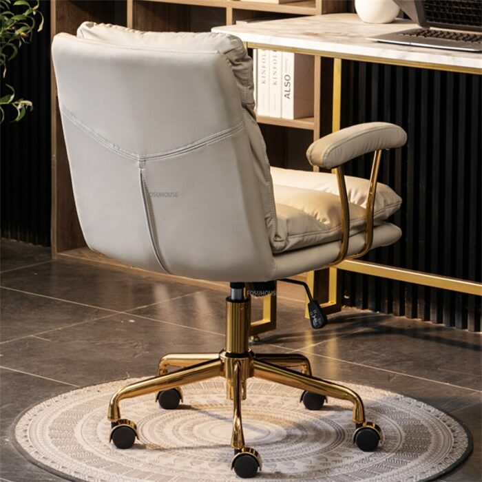 Light Luxury Leather Computer Chair Modern Comfortable Office Chair Office Furniture Bedroom Gaming Chair Lift Swivel Armchair 3