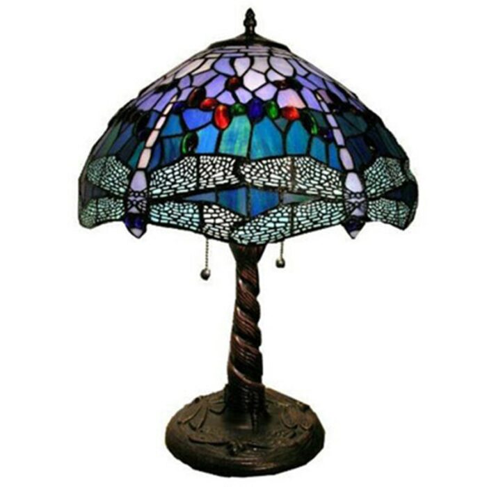 Stained Glass Dragonfly Desk Lamp Study Living Room Lighting Creative Desk Lamp Retro Bedside Bedroom Desk Lamps 1