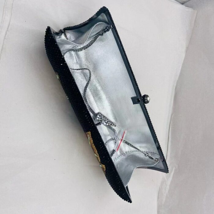 Women Plain Crystal Flower Clutch Purse Stone Evening Bags Handbags Ladies Party Wedding Rhinestones Clutches Metal Minaudiere 6