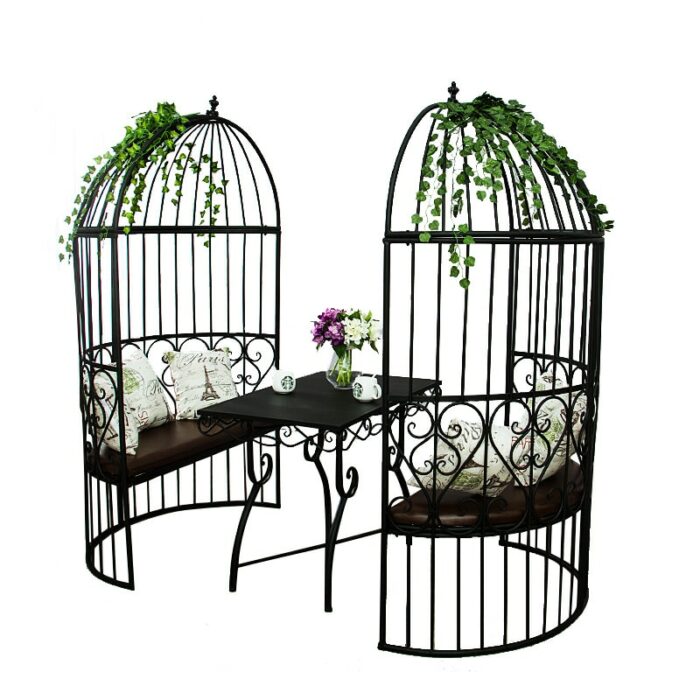 Customized Loft Retro Iron Art Birdcage Sofa Card Holder Coffee Shop Milk Tea Shop Seat Restaurant Bar Negotiation Table Chair 5