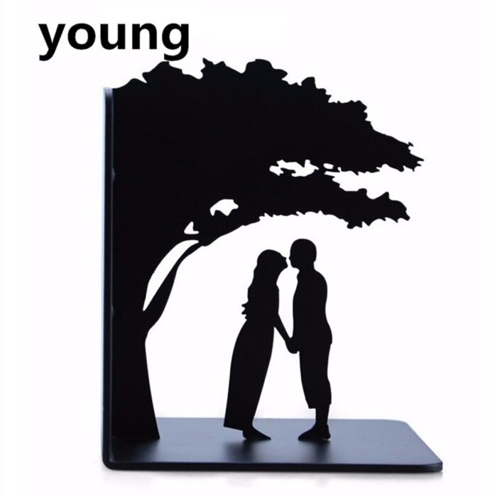 a pair Creative love Metal Bookend Shelf Bookend Holder Office Supplies Home Decoration Book Stand 4