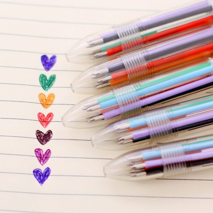 40 Pcs Multicolor Pens 0.5mm Retractable Ballpoint Pens 6 Colors Transparent Barrel Office School Supplies Students 2