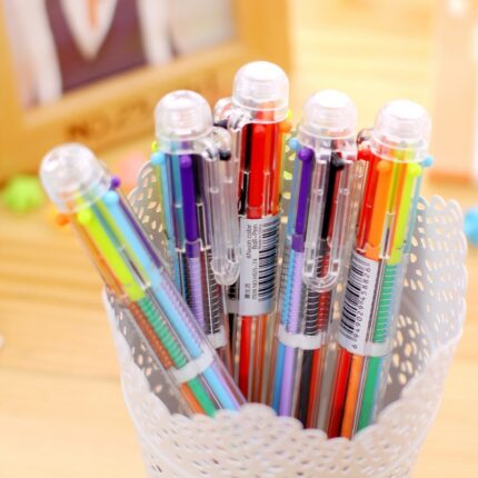 40 Pcs Multicolor Pens 0.5mm Retractable Ballpoint Pens 6 Colors Transparent Barrel Office School Supplies Students 1