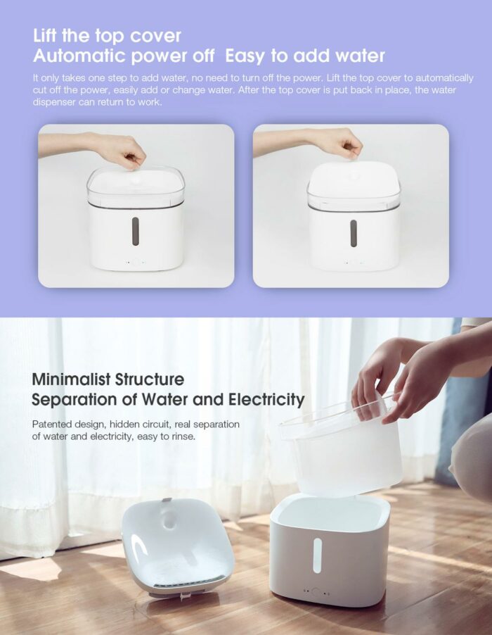 Original New Xiaomi Mijia Smart Pet Water Dispenser Fountain Drinking Bowl Living Water Mijia APP Control For Cats Dogs Drinking 6