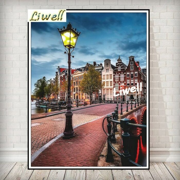 5d Wall Art Museumplein And Amsterdam Canals Scenery Diamond Painting Netherlands Landscape Embroidery Cross Stitch Kit Decor 2