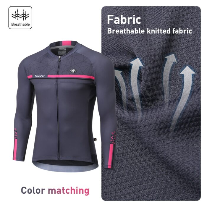 Santic Men Cycling Jerseys Bike MTB Cycling Jersey Long Sleeve Comfortable Sun-protective Summer WM0C01111 4