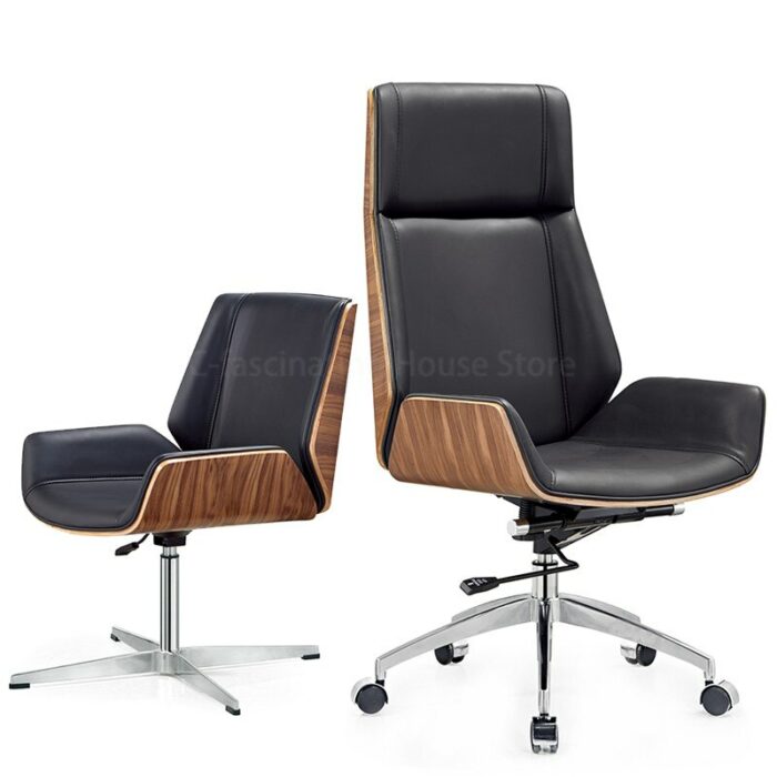 Modern Boss Chair Office Chair Reclning High-Back Bentwood Swivel Computer Chair Micro Fiber Leather Office Furniture Armchair 2