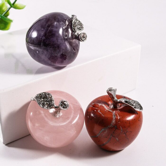 1PC Natural Crystal Colourful Quartz Stone Opal Apple Office Desktop Ornament Home decor DIY Valentine's Day Christmas Present 4