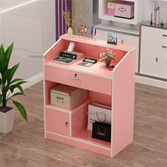 Modern Simple Small Supermarket Cashier Desk Salon Furniture For Beauty Salon Hotel Front Desk Commercial Shop Reception Desk 6