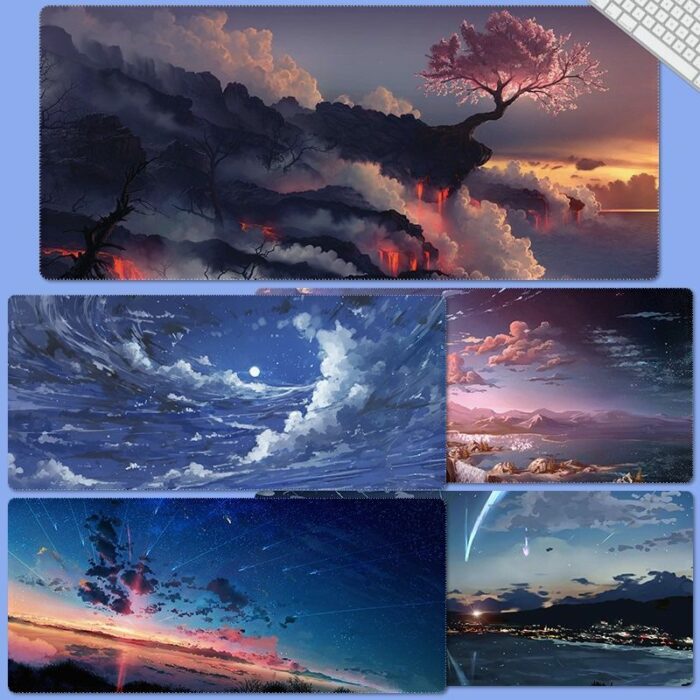 Natural Rubber Anime Landscape Series Office Computer Desk Pad Non-slip Texture Enhanced Gaming Keyboard Pad 800x300x2MM 1