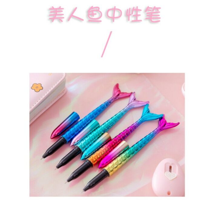 30Pcs Simple Mermaid Neutral Pens 0.5mm Black Ink Student Small Fresh Cartoon Personality Girl Water Pen Kawaii School Supplies 3