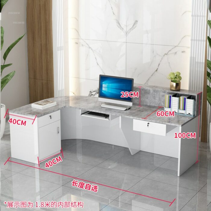 Leisure Company Front Desk Reception Desks Modern Simple Arc Corner Counter Desk Clothing Store Commercial office Counter Tables 5