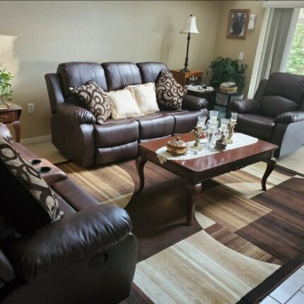 3 Piece Faux Leather Reclining Living Room Set 2