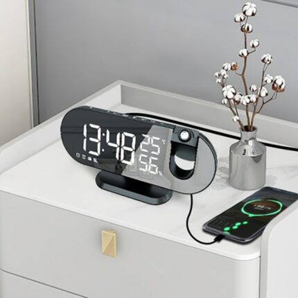 LED Digital Alarm Clock Watch Table Electronic Desktop Clocks USB Wake Up FM Radio Time Projector Snooze Function 2 Alarm 1