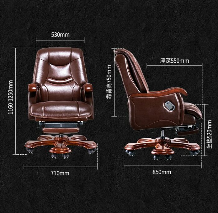 Business high-end president boss chair solid wood executive chair office chair leather computer chair study swivel chair reclini 3