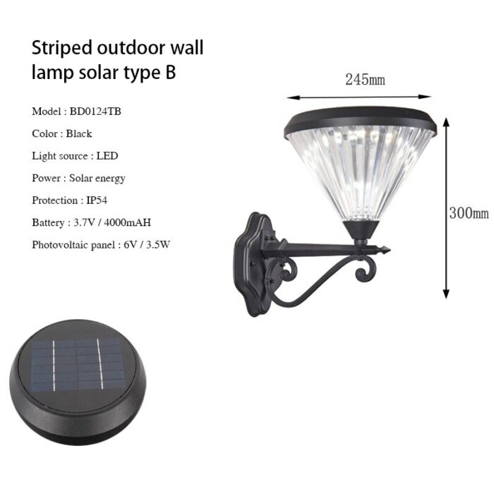 LED Outdoor Solar Wall Light Light Sensor Remote Waterproof Aluminum Wall Lamp For Garden Square Balcony Night Illumination 6