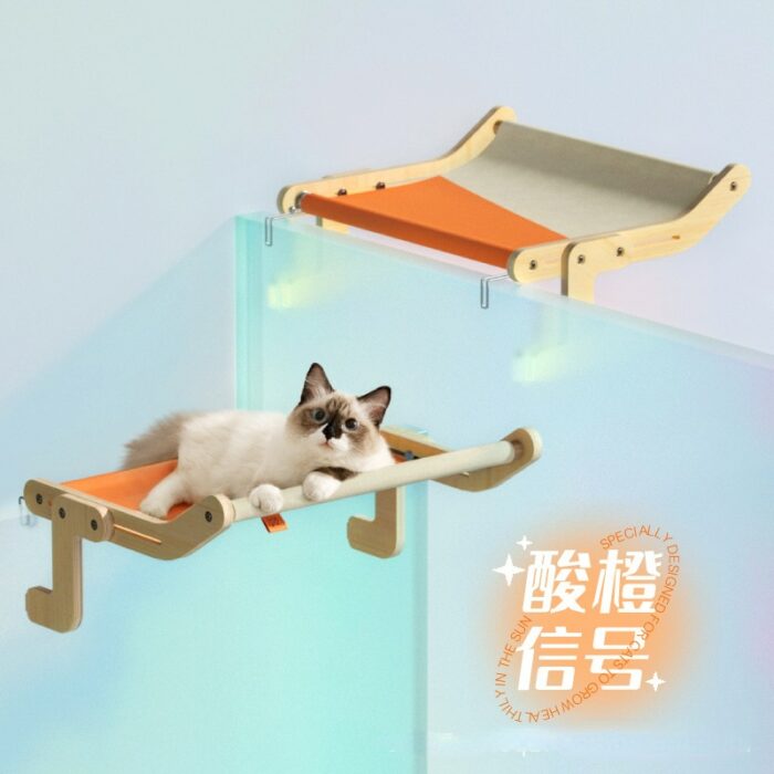 Window cat hanging bed large balcony window hammock hanging cat nest cat window sill cat frame bedside hanging nest 4