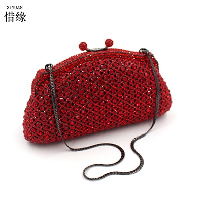 XIYUAN Red Color Crystal Clutch Bag Rhinestone Evening Purse Clutches Bags Women Formal Dinner Handbag Wedding Bridal Purses 2