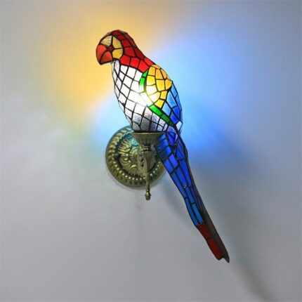 OUFULA Tiffany Parrot Wall Lamp LED Creative Design Bed Sconce Bird Light for Home Living Room Bedroom Aisle Decor 2