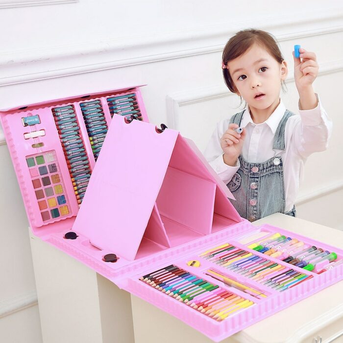 176PCS Kids Gift Creative Painting Graffiti Paint Brush Set Fashion Children Daily Entertainment Toy Art Sets With Easel 3