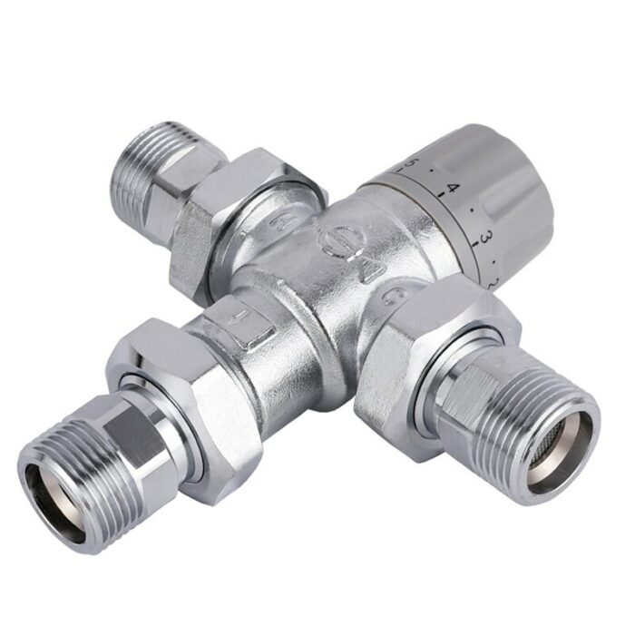 DN25 Chrome plated brass thermostatic mixing valve Temperature control valve Automatic constant temperature anti-scalding 4