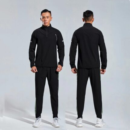 Reflective Running Tracksuits Men's Jogging Sets Zipper Basketball Soccer Shirts Pants Gym Tights Husband Sport Training Clothes 1