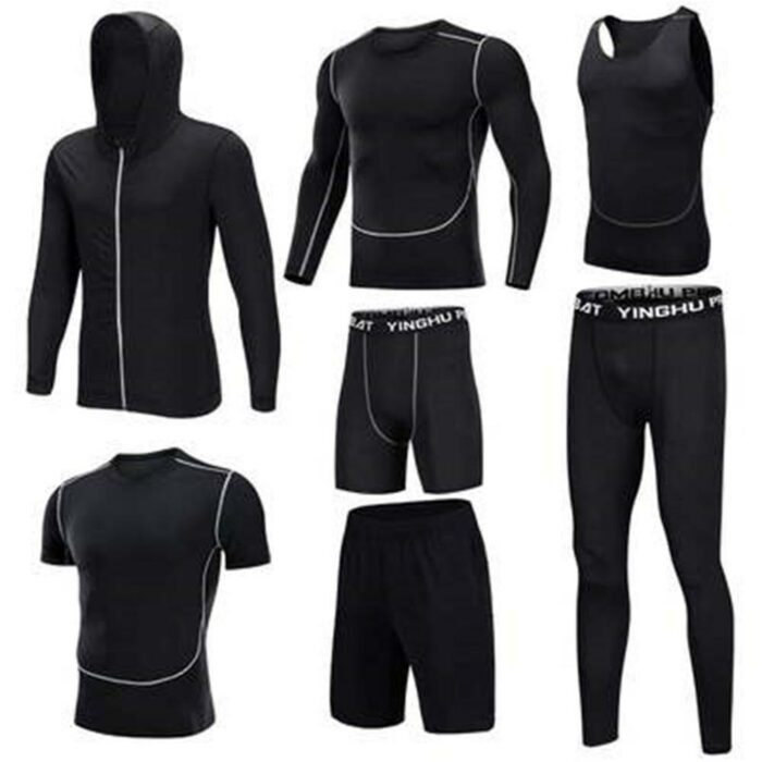 Running Training Clothes Men 7PCS/SETS Compression Running Sets Basketball Jogging Tights Underwear Set Gym Fitness Sports Suits 4