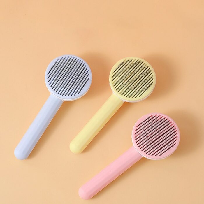 7 Color Pet Hair Removal Comb Cat Grooming Brush Self Cleaning Slicker Brush for Cats Dogs Hair Remover Combs with Steel Teeth 2