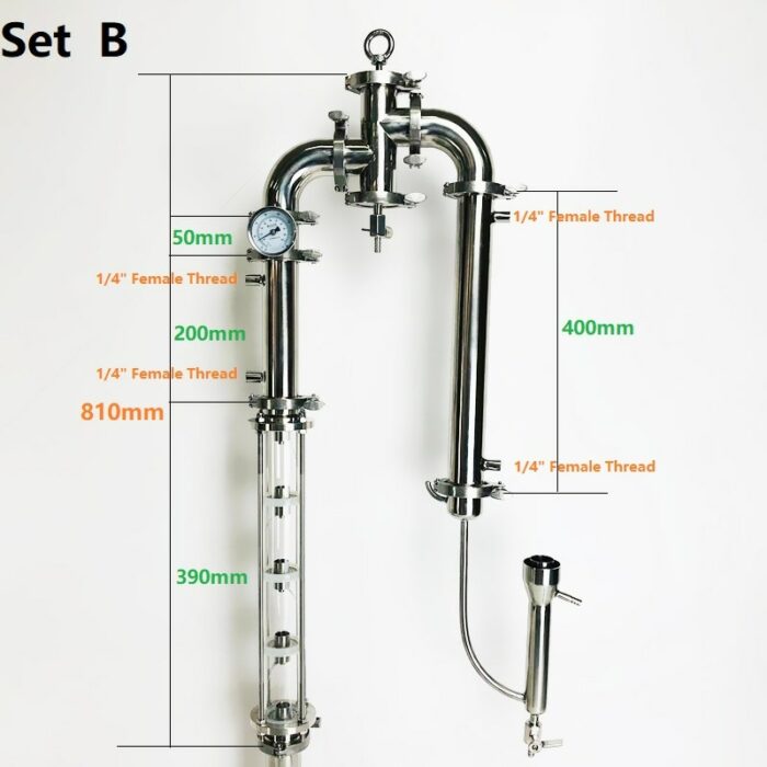 2" OD64 Household Pure Copper Or SS304 Column Distillation Machine With 2"Gin Basket Set And 5pcs Bubble Plates For Homebrew 5