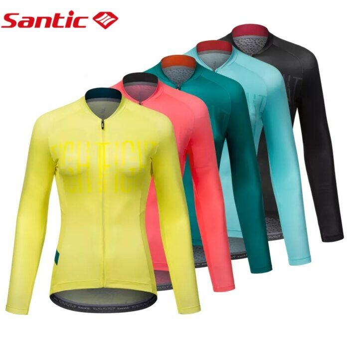 Santic Women Cycling Jersey Summer Thin Long-sleeved Sunscreen Cycling Wear Road Bike Riding Equipment Cool Fabric Breathable 1