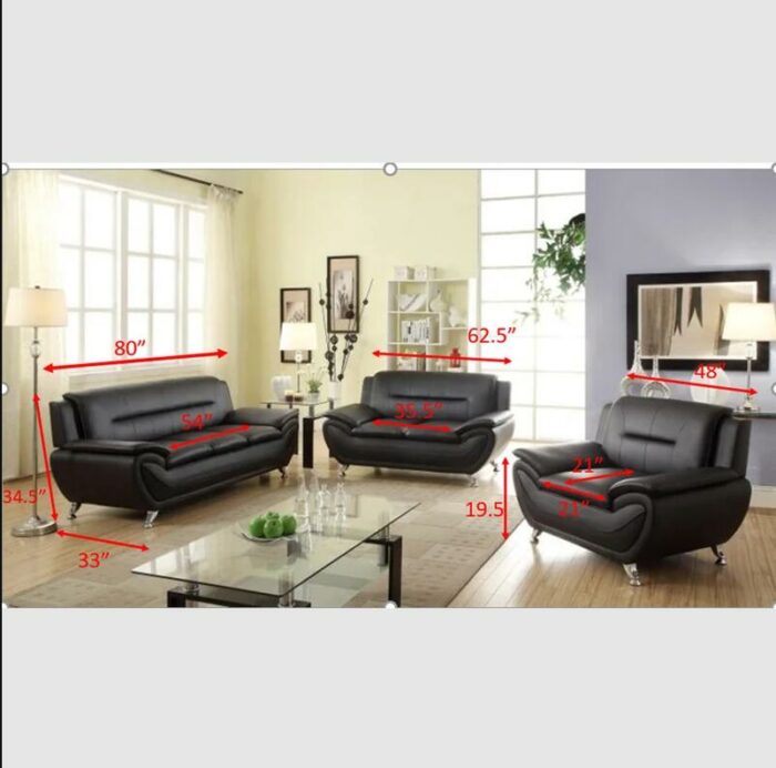 3 Piece Faux Leather Living Room Set for Living Room Furniture 5