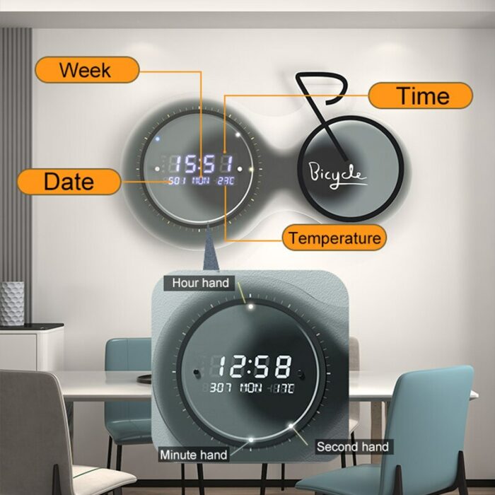 Modern Led Digital Wall Clock 3D Luminous Mute Electronic Creativity Wall Clock Led Wall Clock Jump Second Clock Home Decoration 3