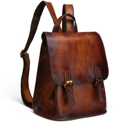 Women Real Cowhide Rucksack Retro Casual Daypack Famous Designer Genuine Leather Girls bag Female Travel Natural Skin Backpack 2