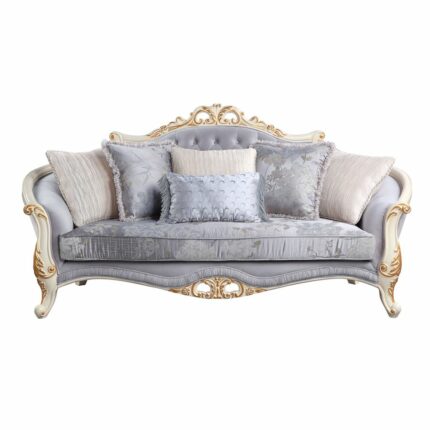 Fabric sofa button tufted living room sofa with golden trim armchair with/6 pillows living room bedroom furniture 2