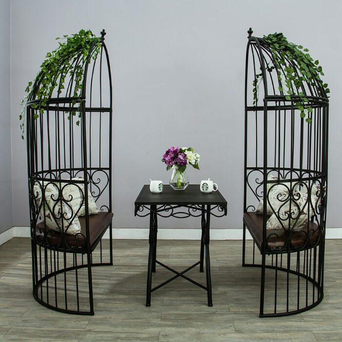 Customized Loft Retro Iron Art Birdcage Sofa Card Holder Coffee Shop Milk Tea Shop Seat Restaurant Bar Negotiation Table Chair 2