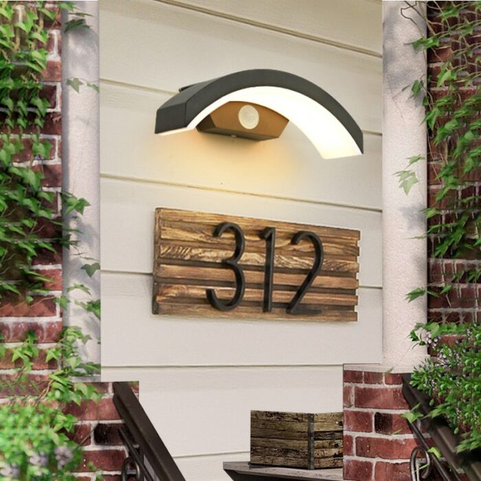 Moden waterproof outdoor wall lamp PIR motion sensor wall light Garden porch frontdoor black aluminum lamp body 4